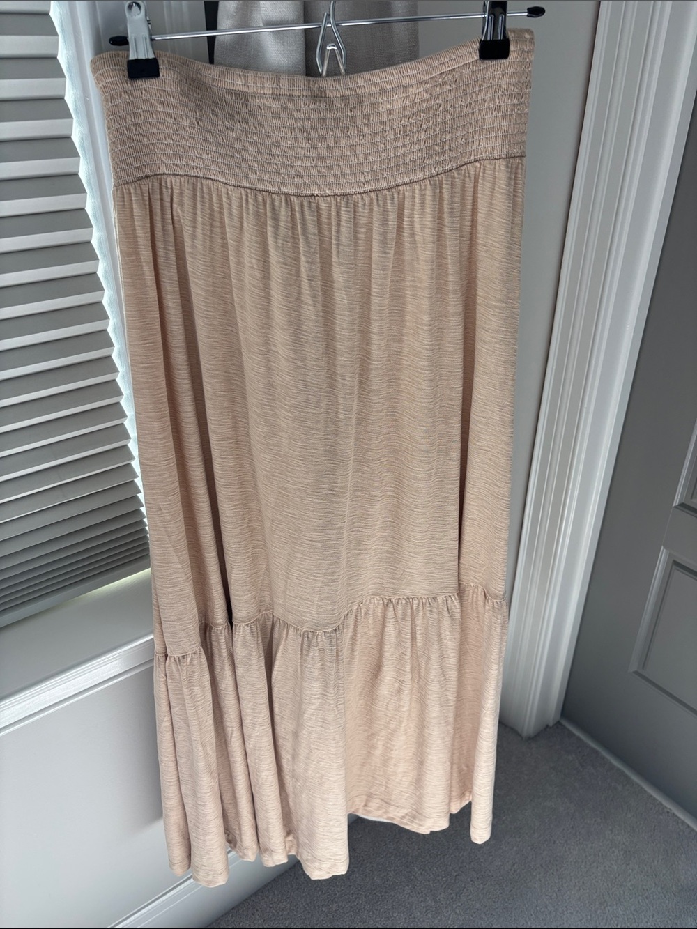 Nation LTD Soft Beige Tiered Maxi Skirt